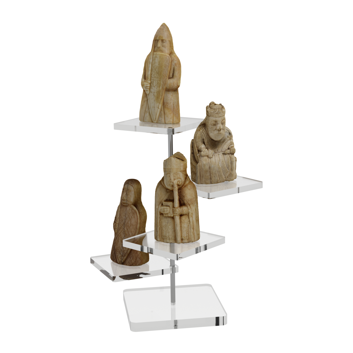 Plexiglas display stand with multiple square trays - Tray dimensions 6x6 Stem height 16cm