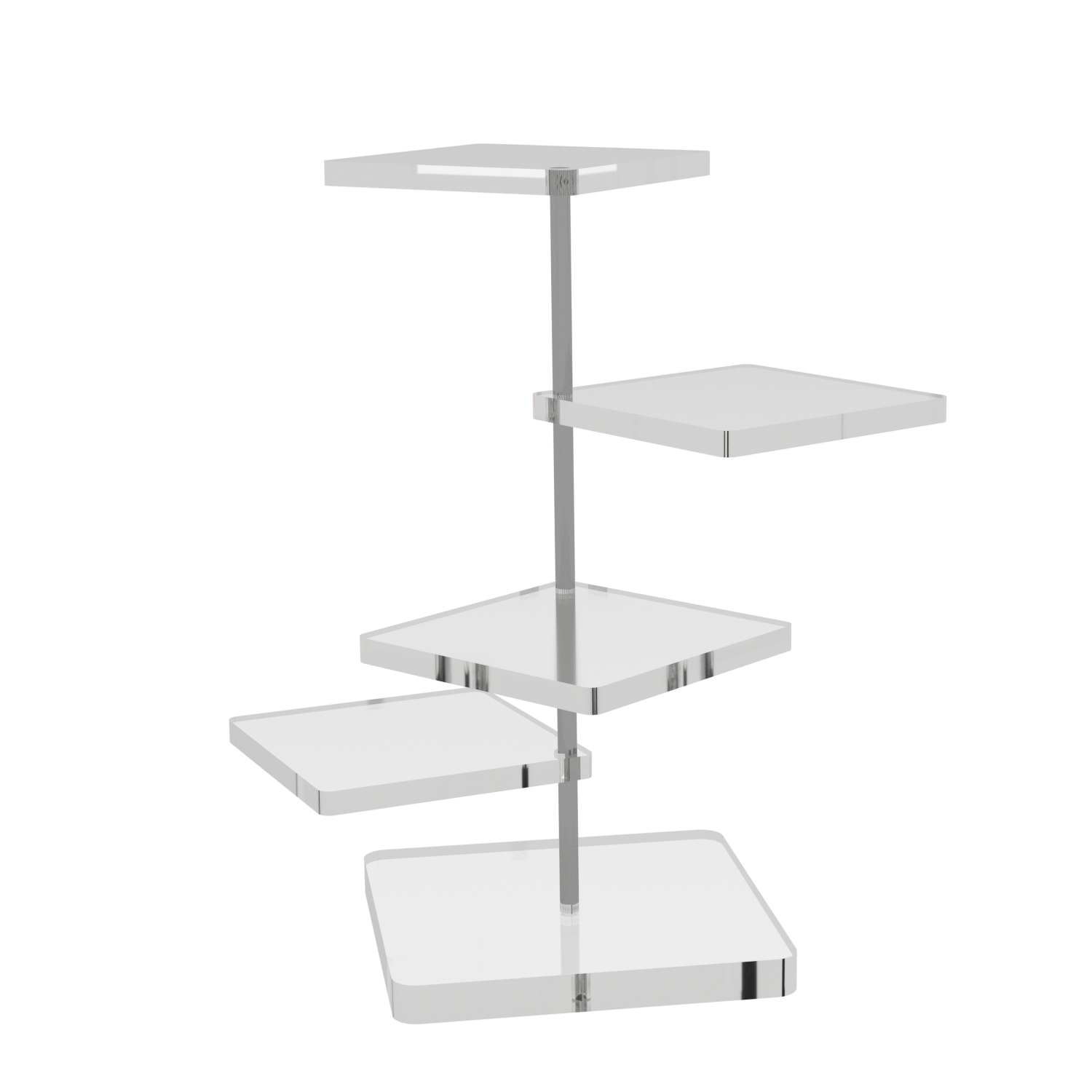 Plexiglas display stand with multiple square trays - Tray dimensions 6x6 Stem height 16cm