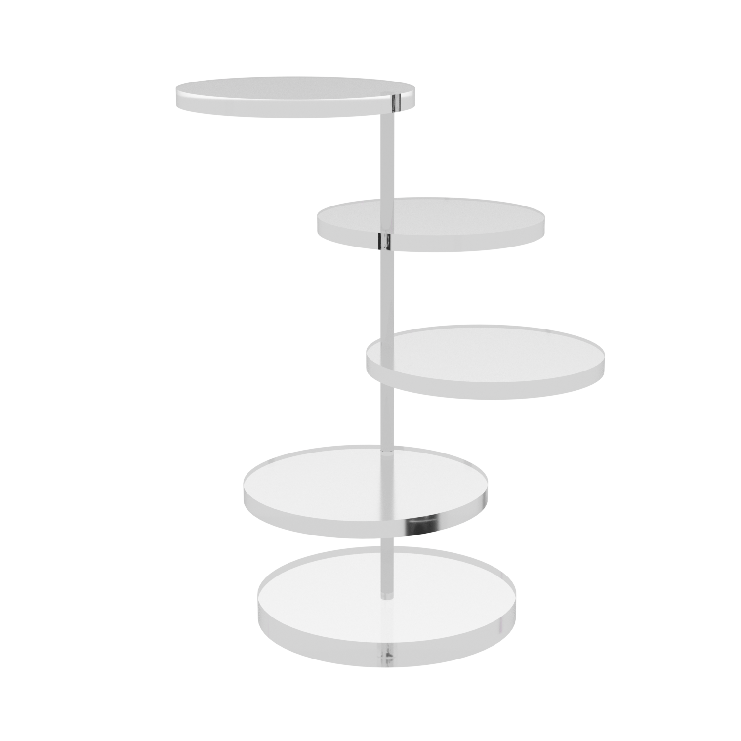 Round multi-tray Plexiglas display - Tray diameter 5cm Rod height 20cm