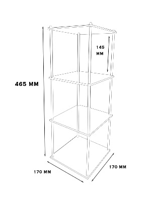 Étagère plexiglas et  Laiton - 4 étages carrés