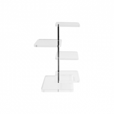 Présentoir plexiglas pétale carré - Dimension plateau 12cm Hauteur de tige 30cm