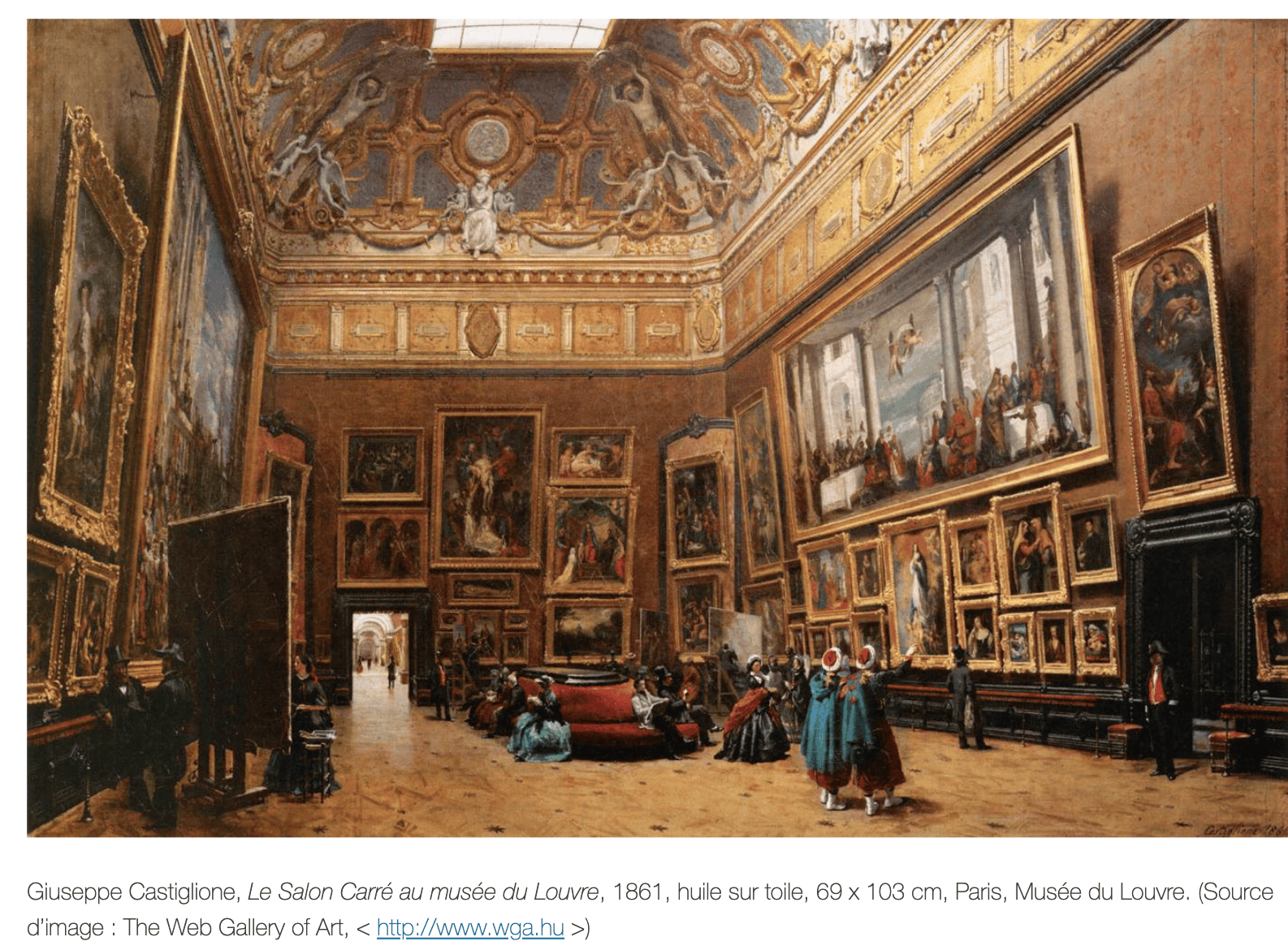 Peinture du Salon Carrée au Louvre fin XXe