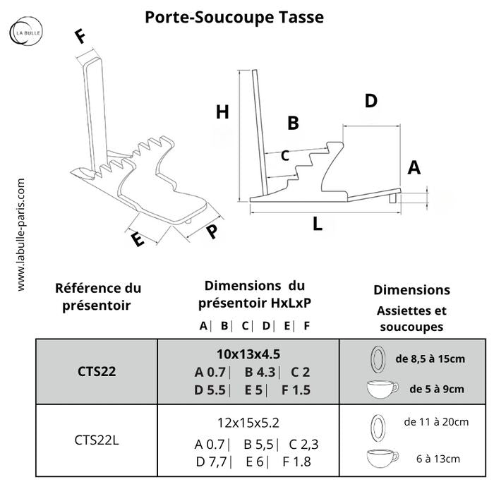 Présentoir en Plexiglas pour Soucoupe & Tasse - Grand