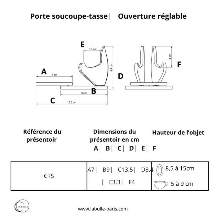 Présentoir en plexiglas  pour Soucoupe & Tasse