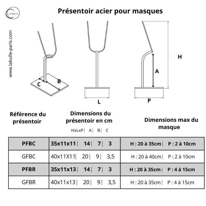 Steel Mask Display Stand - Large Format Rectangle Base