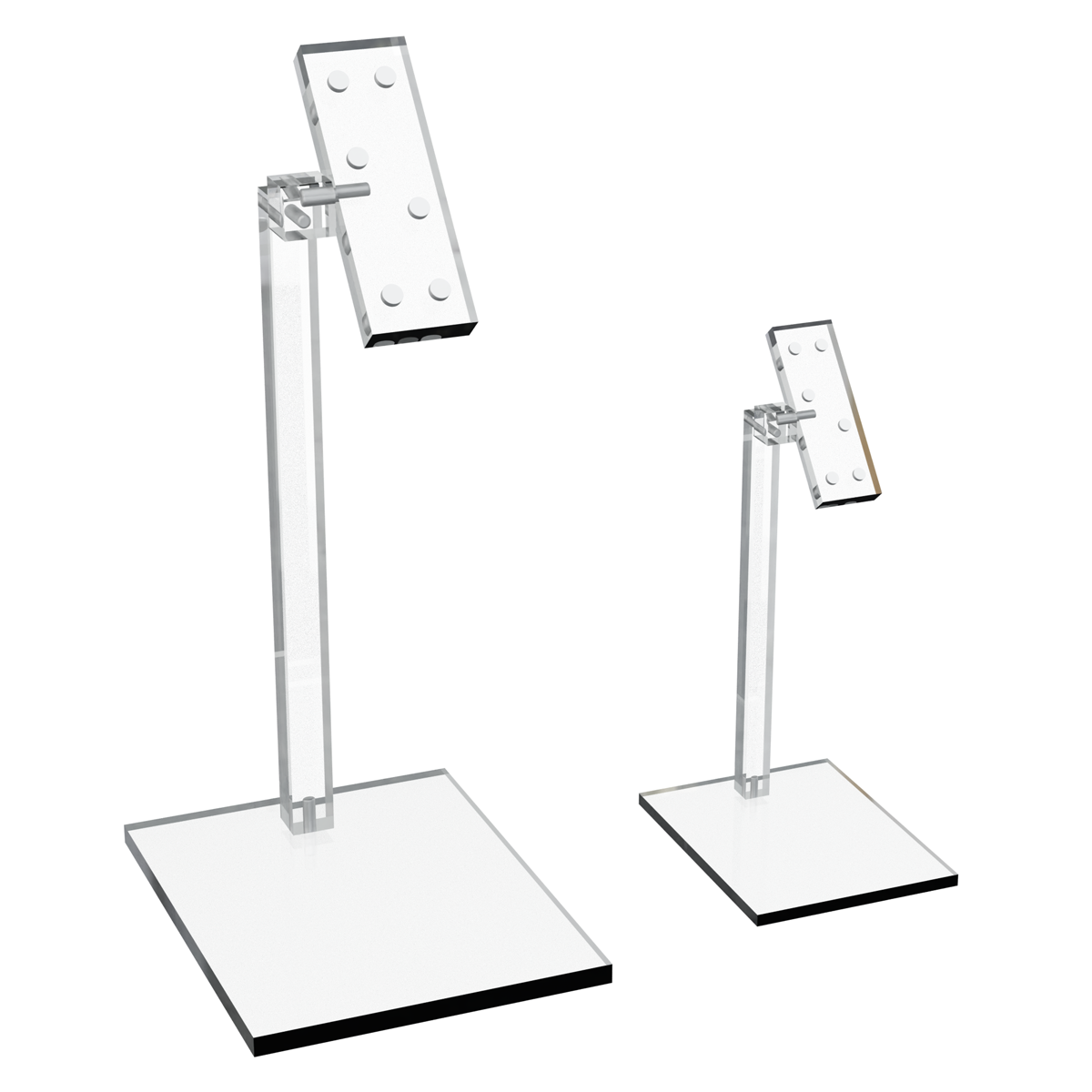 deux presentoirs en plexiglas avecaimants 
pour couteaux et lames sur fond blanc 