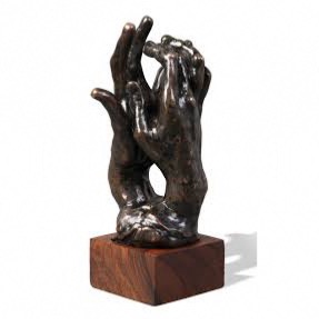 sculpture en bronze de mains, Auguste Rodin, socle kichizo Inagaki 