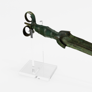 Armes longue prsente sur supports transparents sur fond blanc