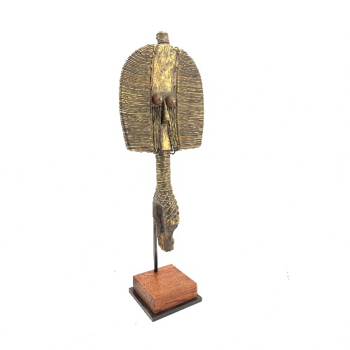 socle sur mesure en acier et bois pour sculpture africaine 